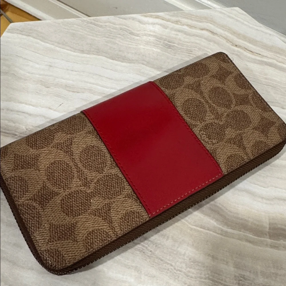 Coach Bag Dalton 31 Red Leather Signature Logo Shoulder Bag Wallet Set - Picture 9 of 17